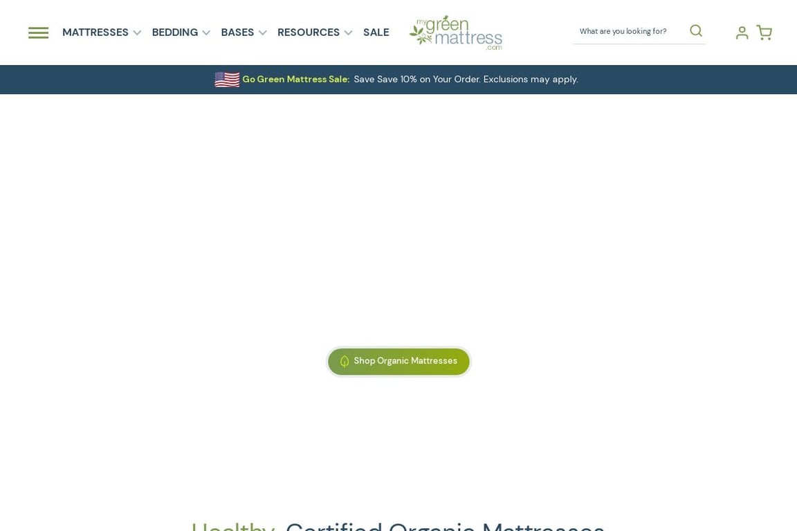 My Green Mattress homepage