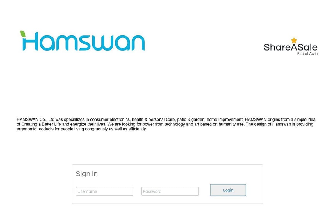 HAMSWAN affiliate program signup page