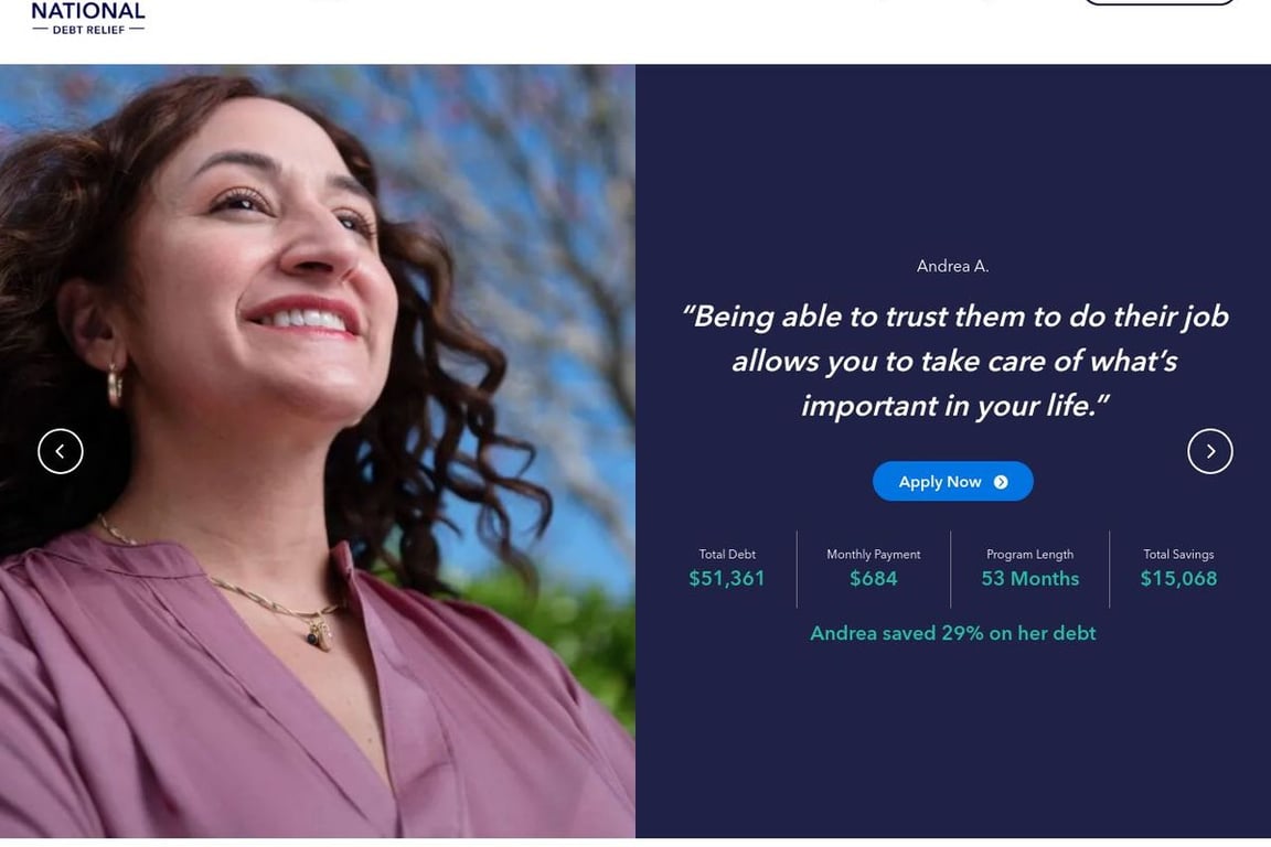 National Debt Relief homepage