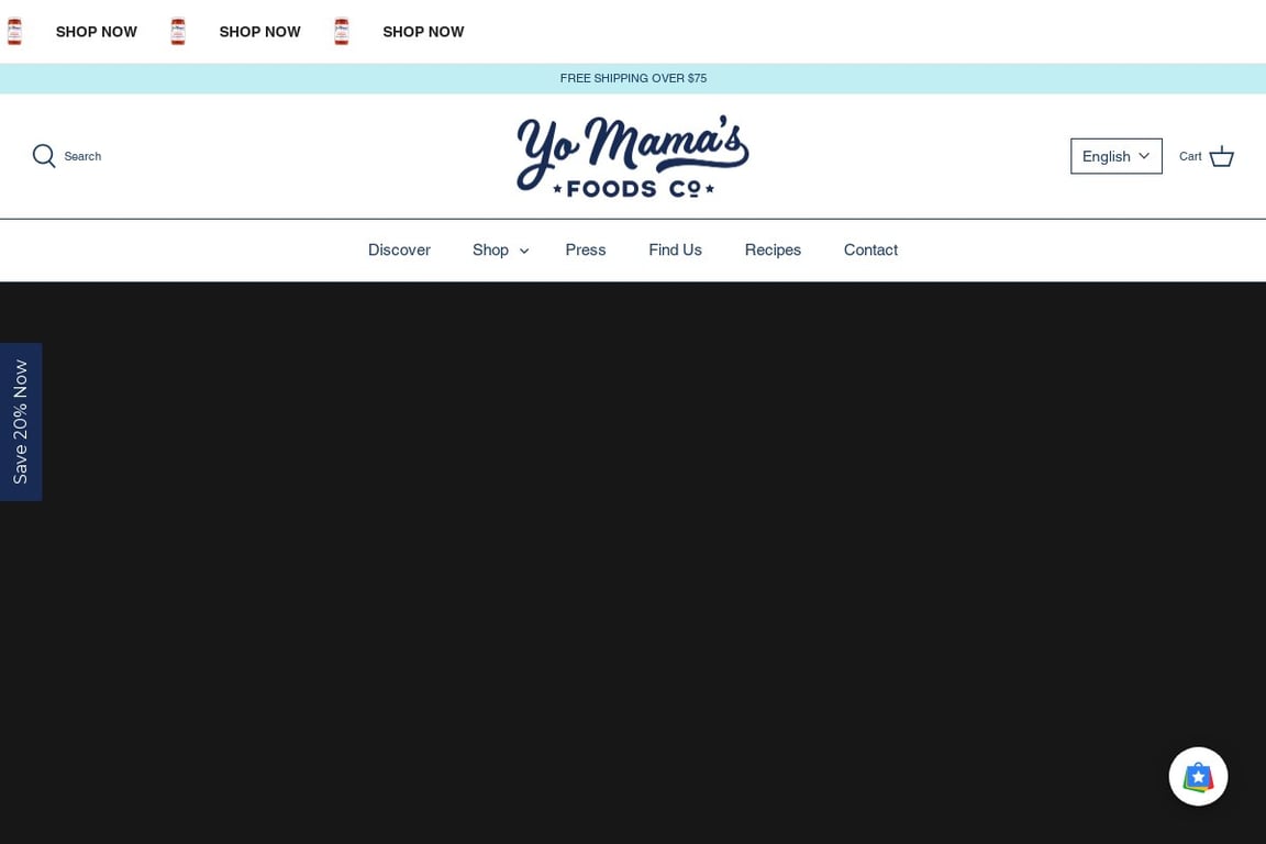 Yo Mama’s Foods homepage