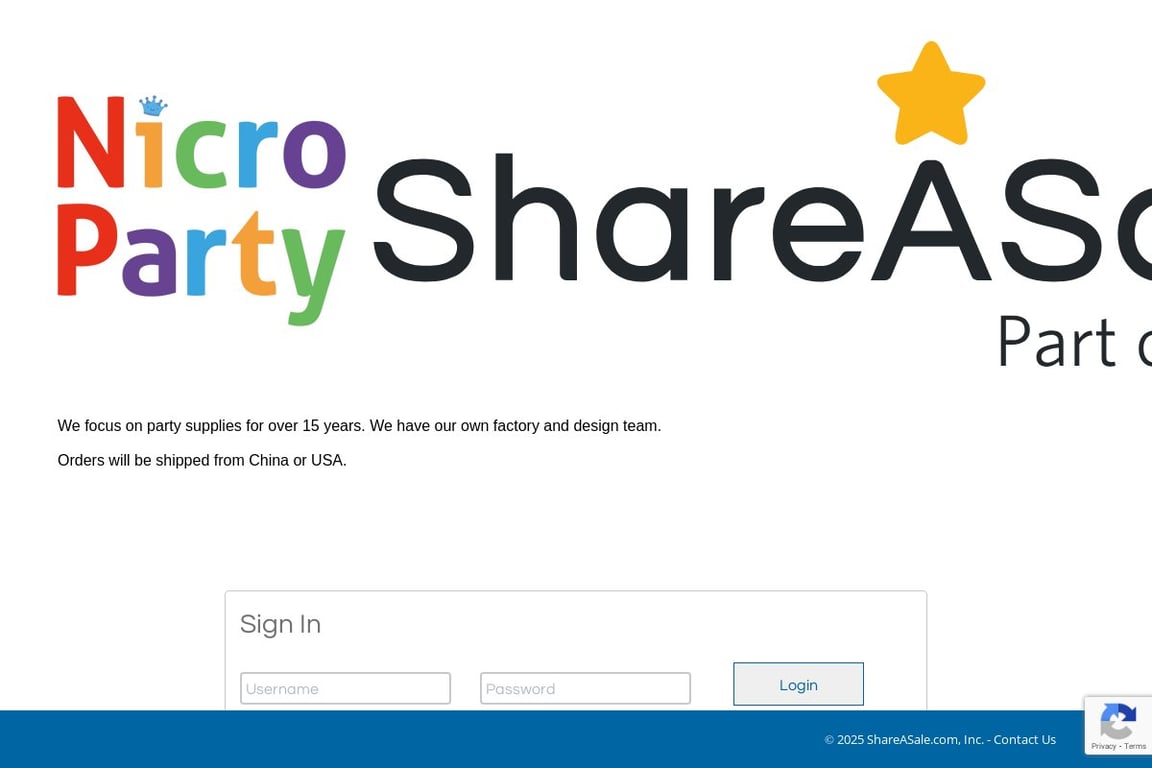 Nicro Party affiliate program signup page