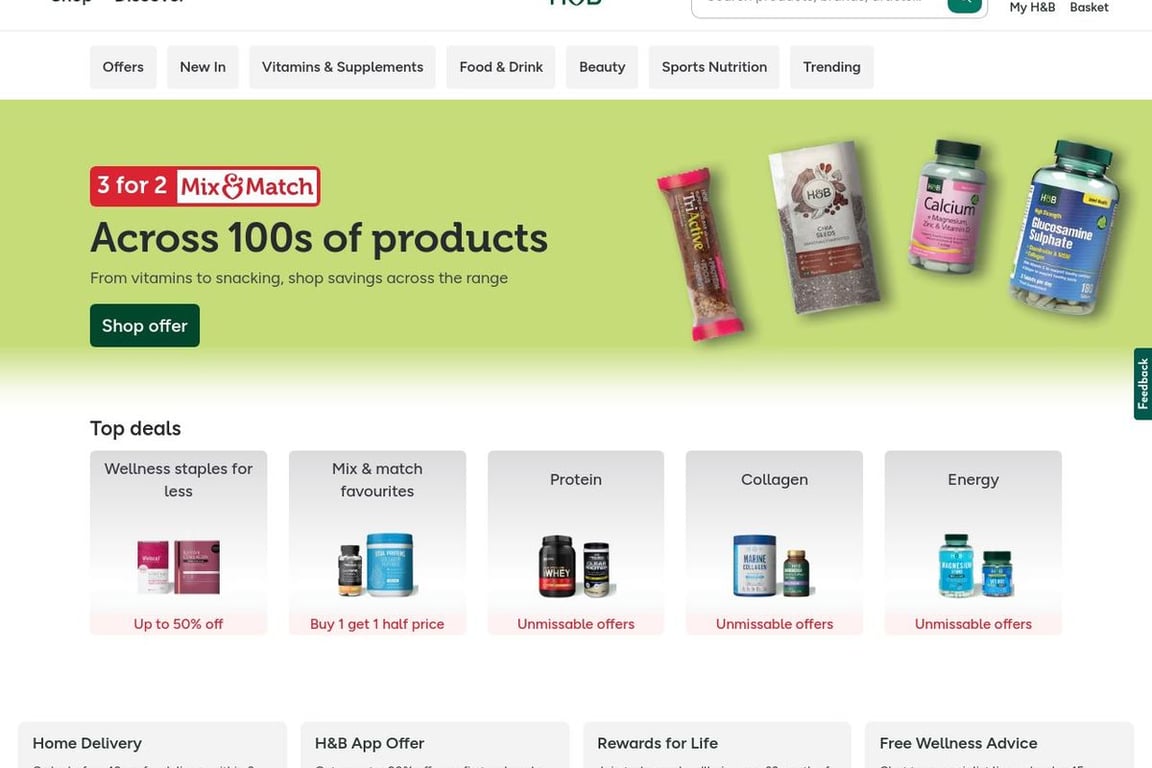 Holland and Barrett UK homepage