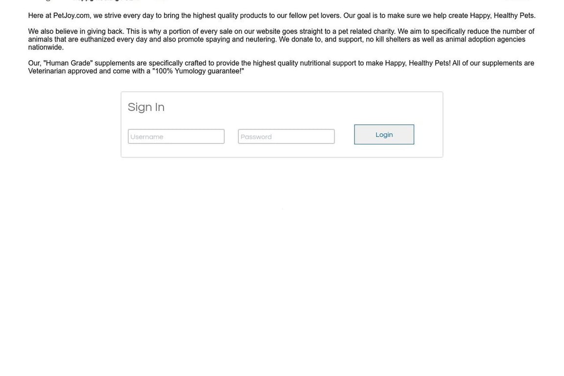 PetJoy affiliate program signup page