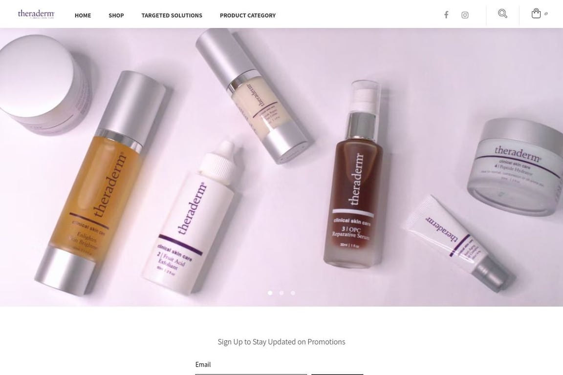Theraderm Skin Health homepage