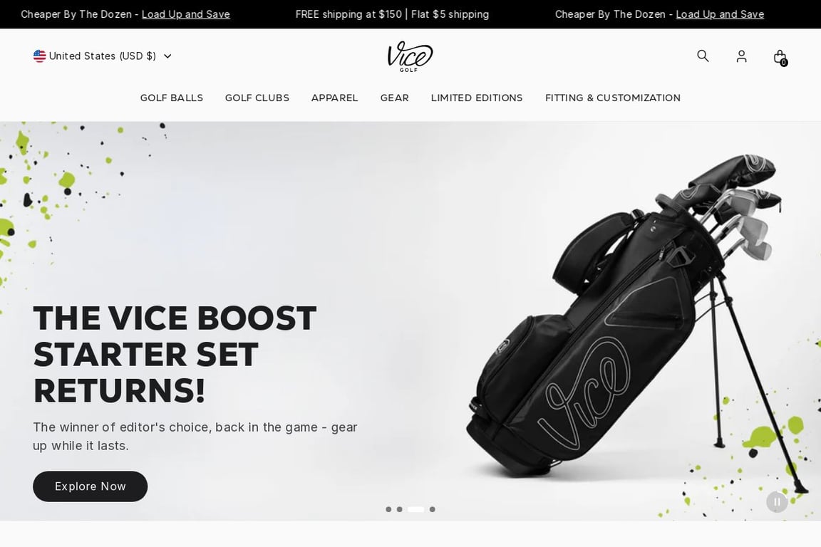 Vice Golf homepage
