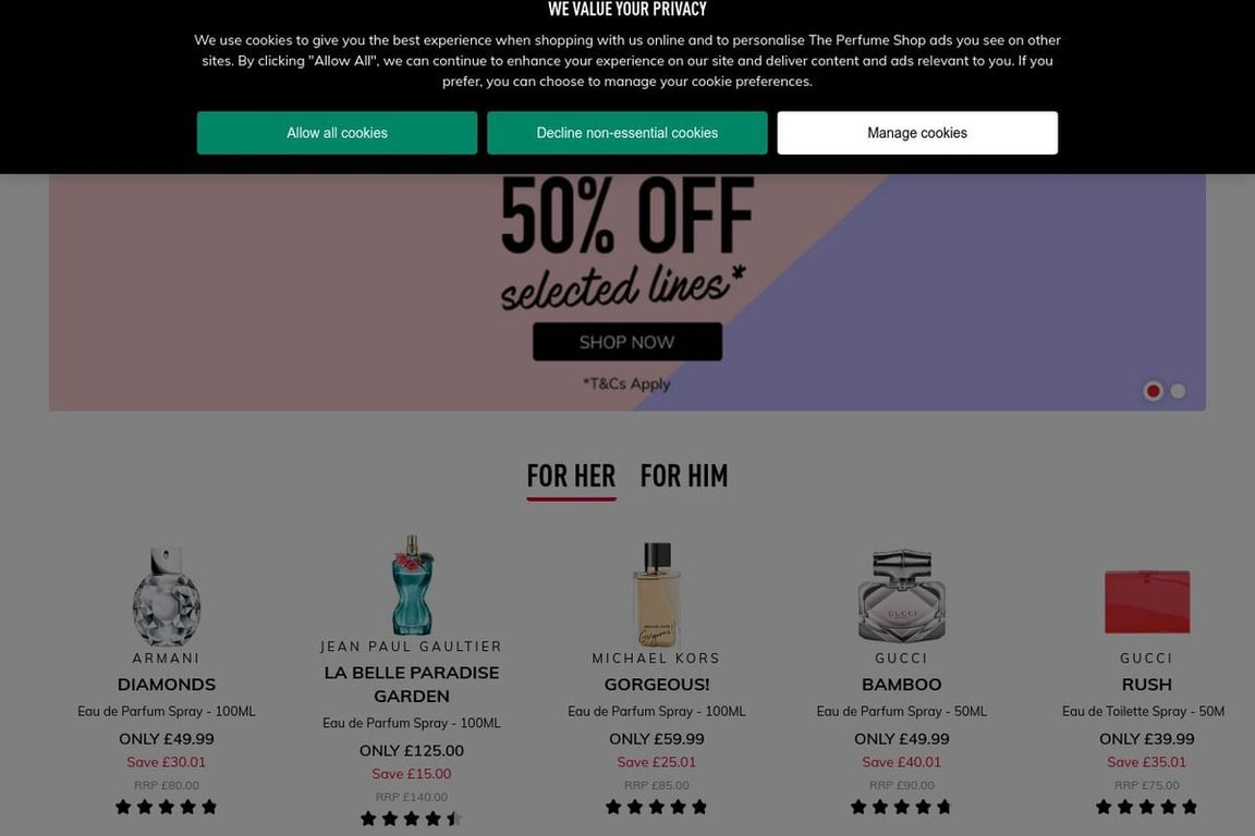 The Perfume Shop homepage