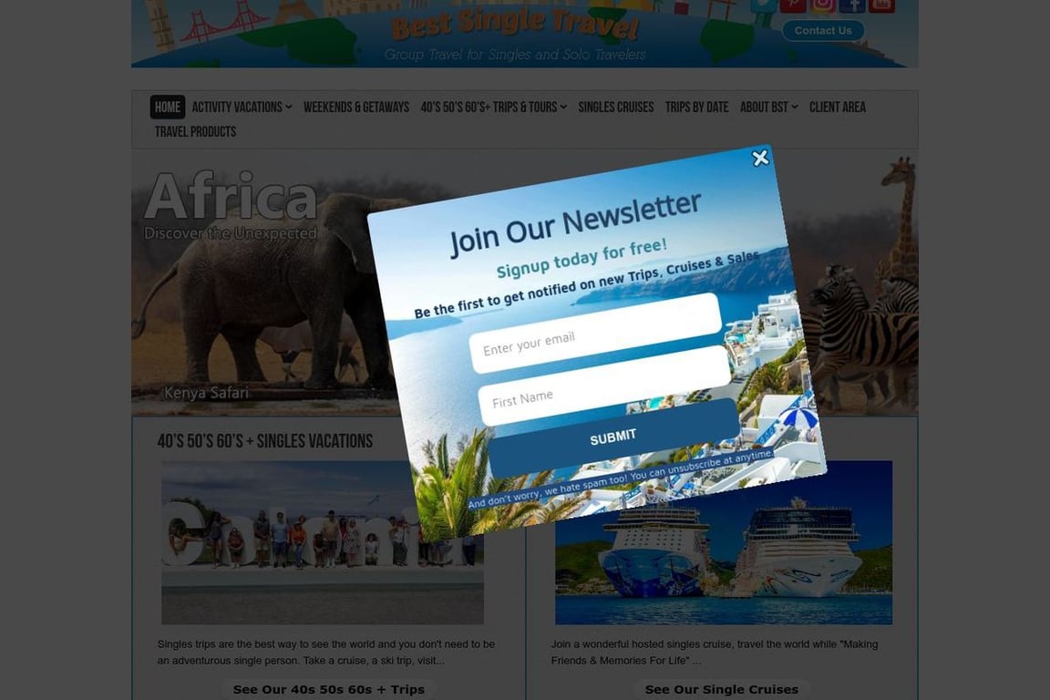 Best Single Travel homepage