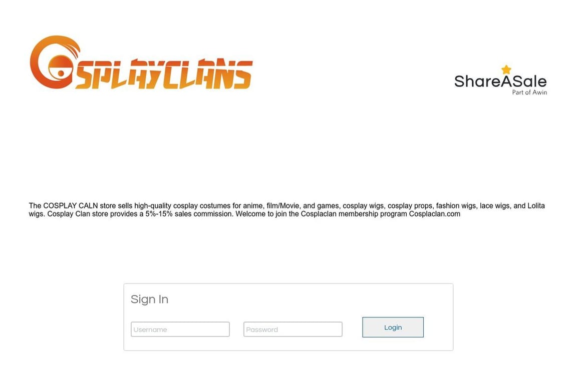 Cosplay Clans affiliate program signup page