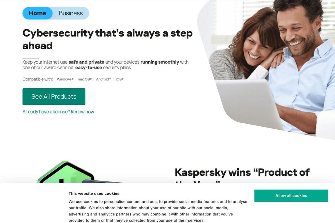 Kaspersky homepage