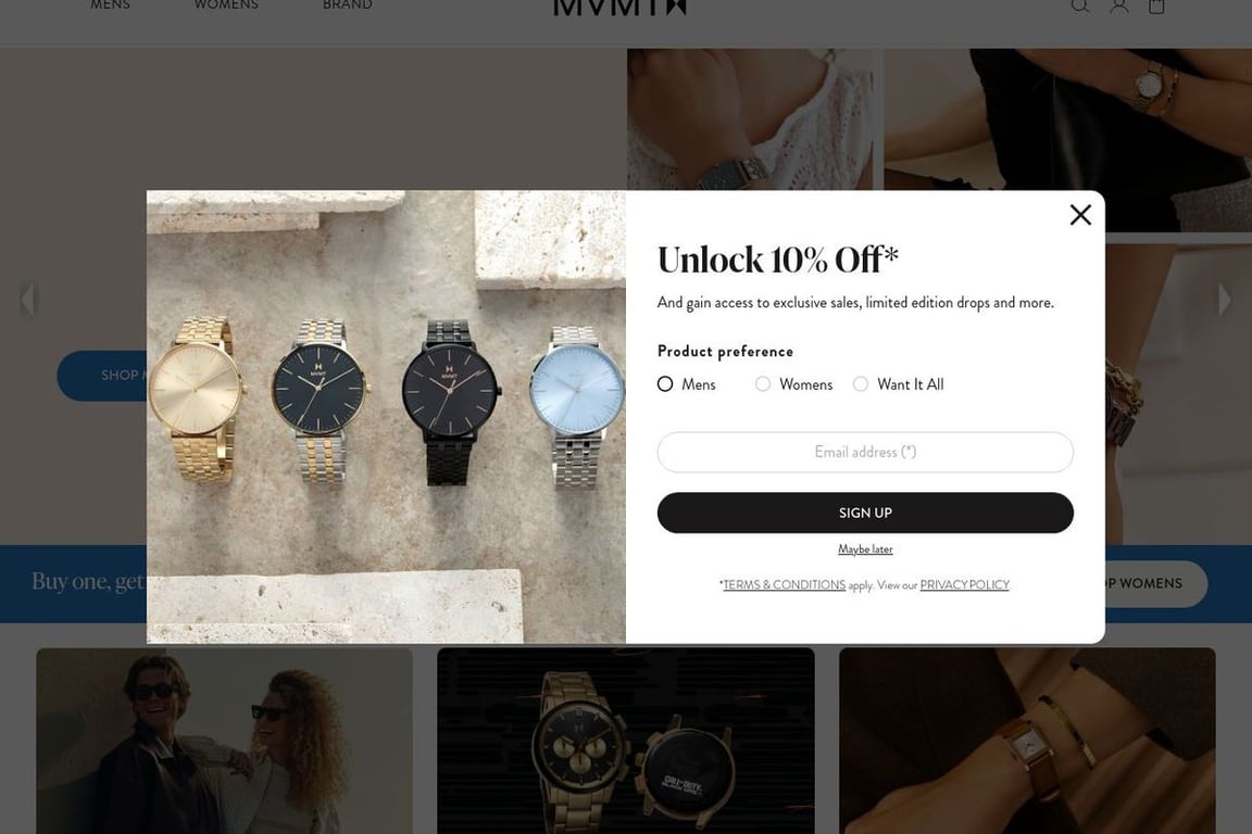 MVMT Watches homepage