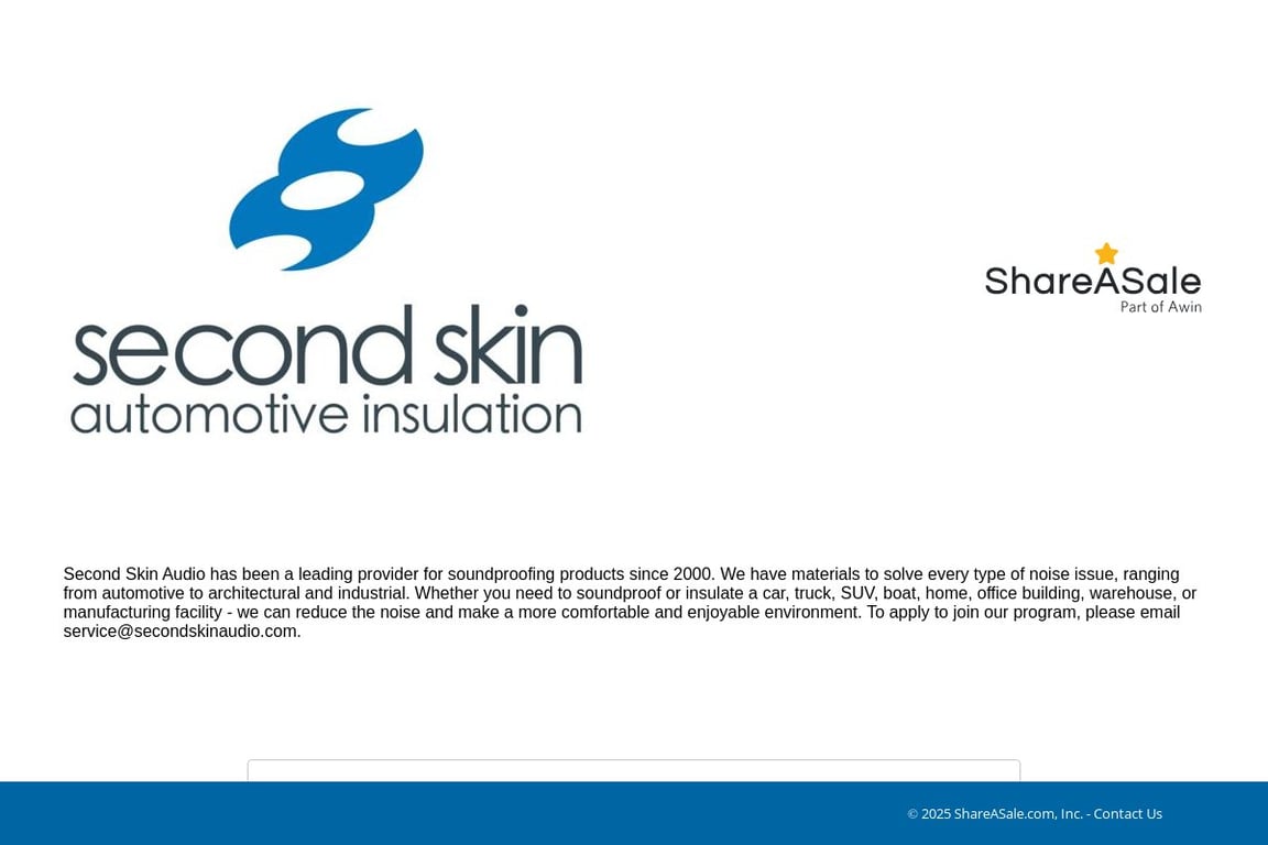 Second Skin Audio affiliate program signup page