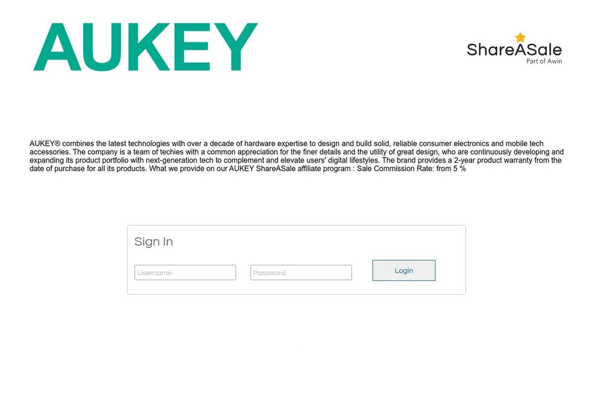 AUKEY affiliate program signup page