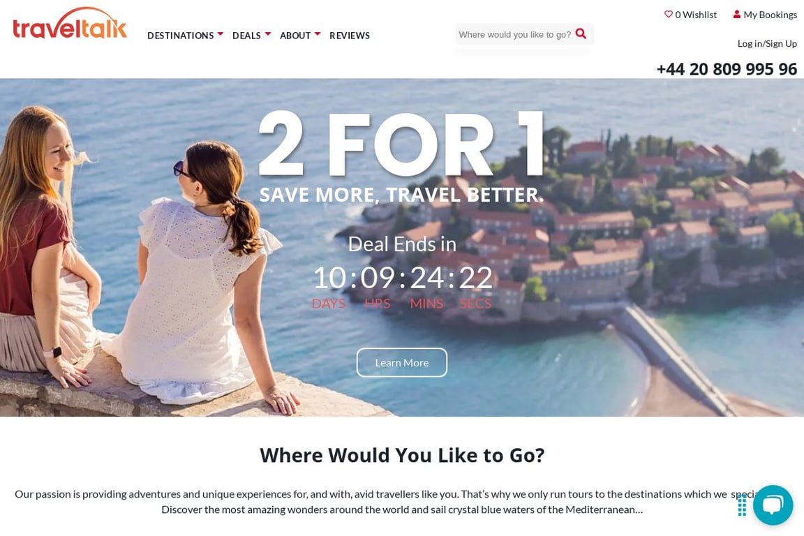 Travel Talk Tours homepage