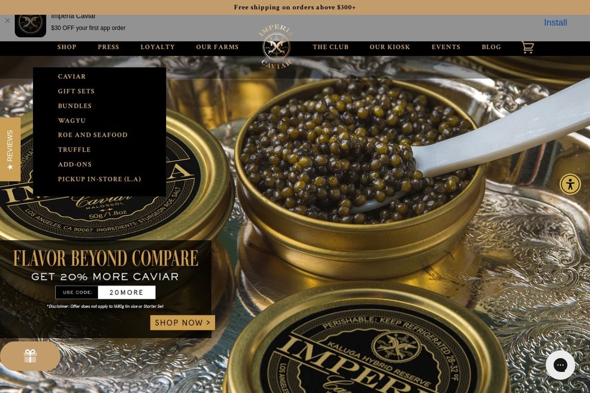 Imperia Caviar homepage