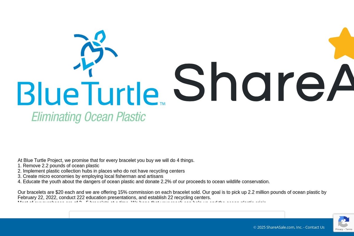 Blue Turtle Project affiliate program signup page