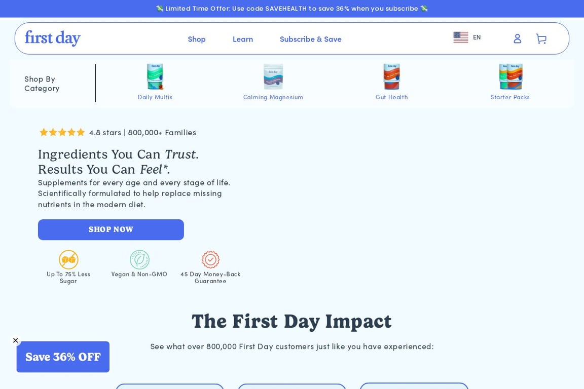 First Day homepage