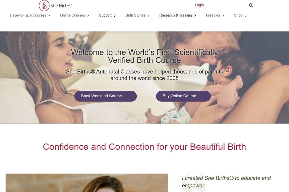 She Births homepage