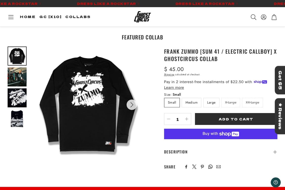 GhostCircus Apparel homepage