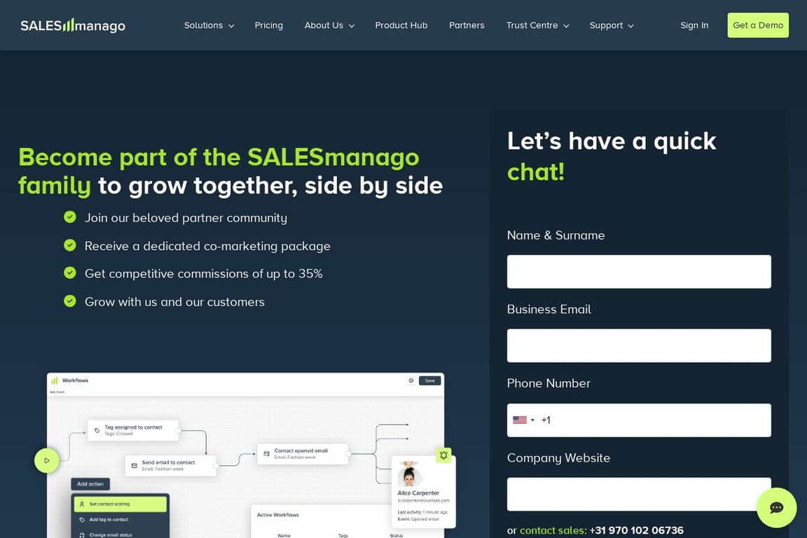SALESmanago affiliate program signup page