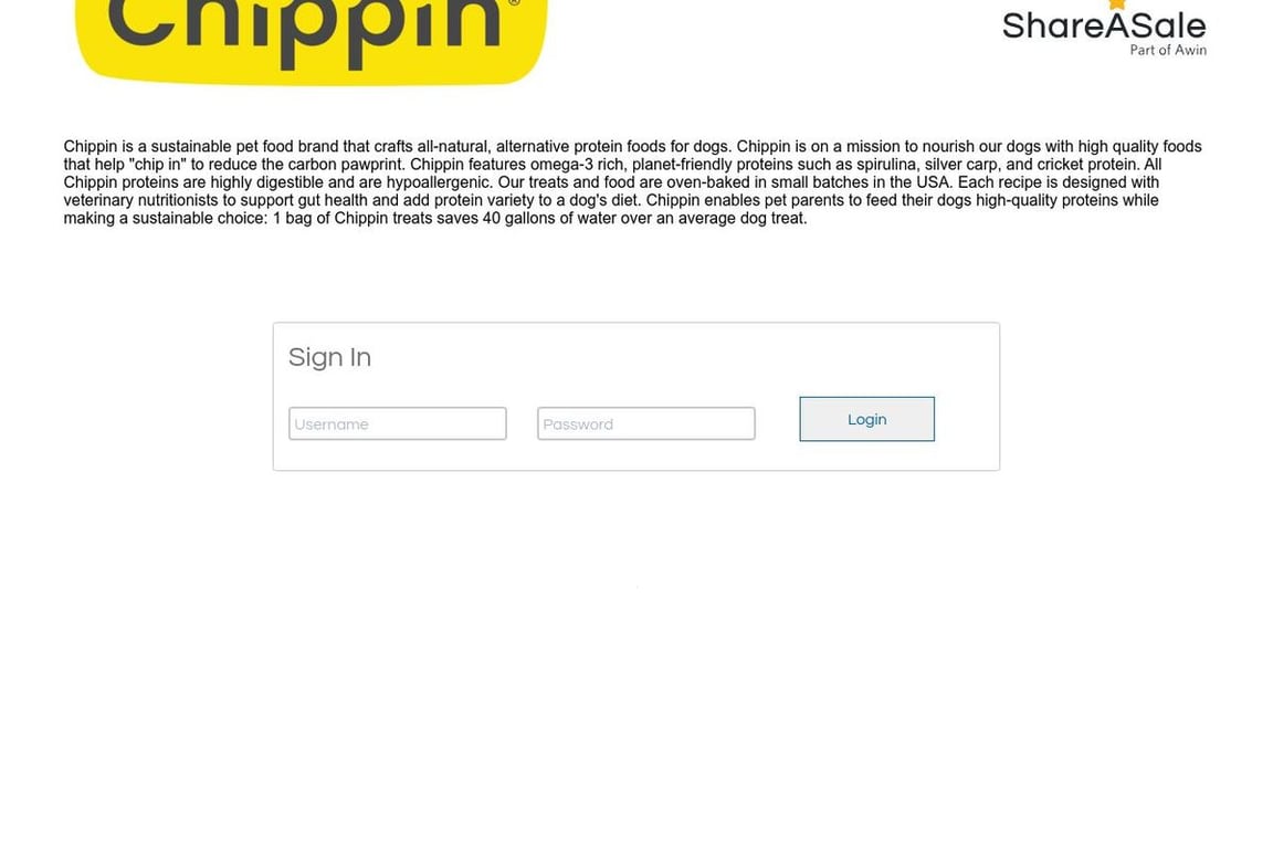 Chippin, Inc. affiliate program signup page