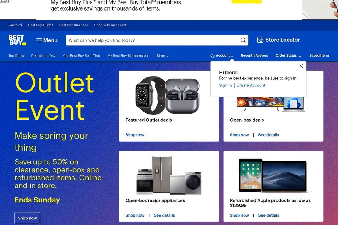 Best Buy homepage