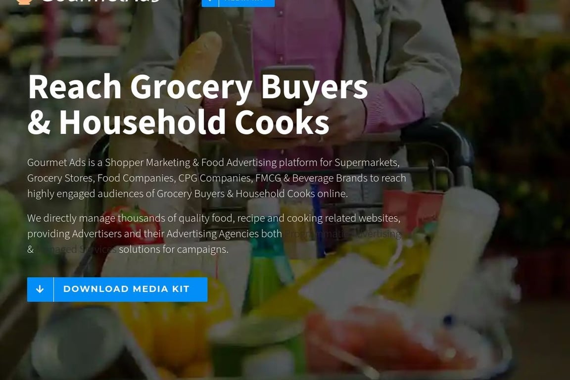 Gourmet Ads homepage