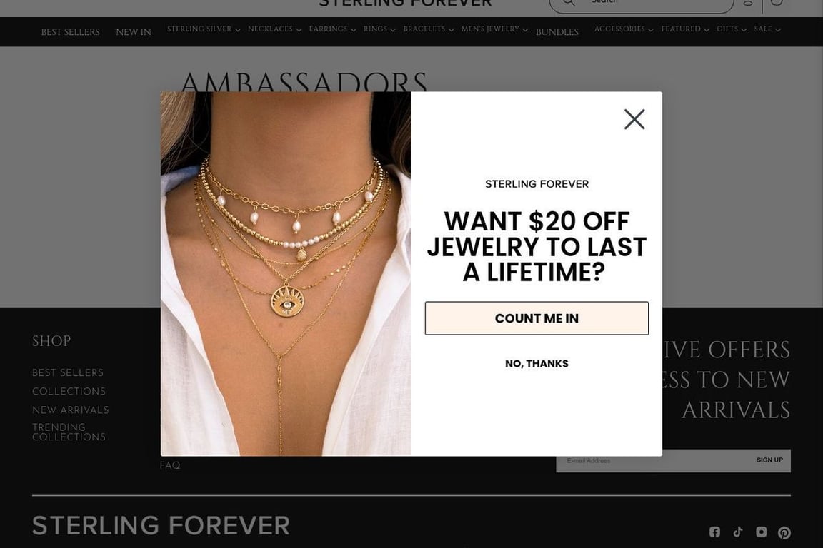Sterling Forever affiliate program signup page