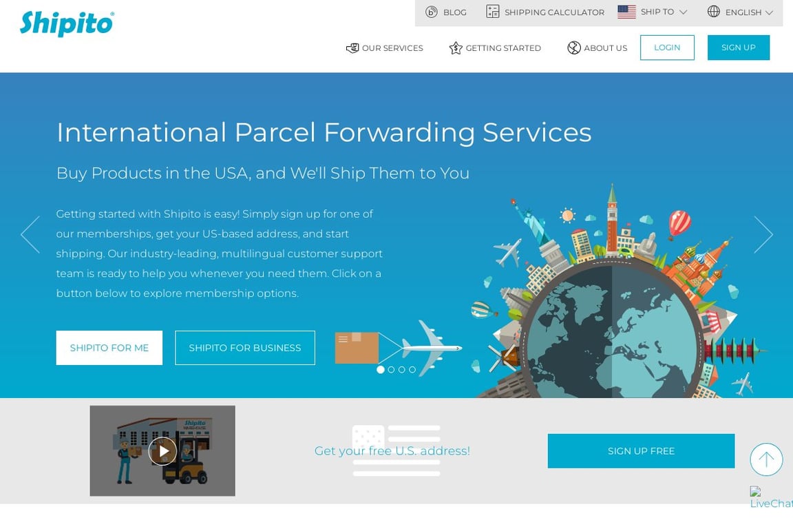 Shipito homepage