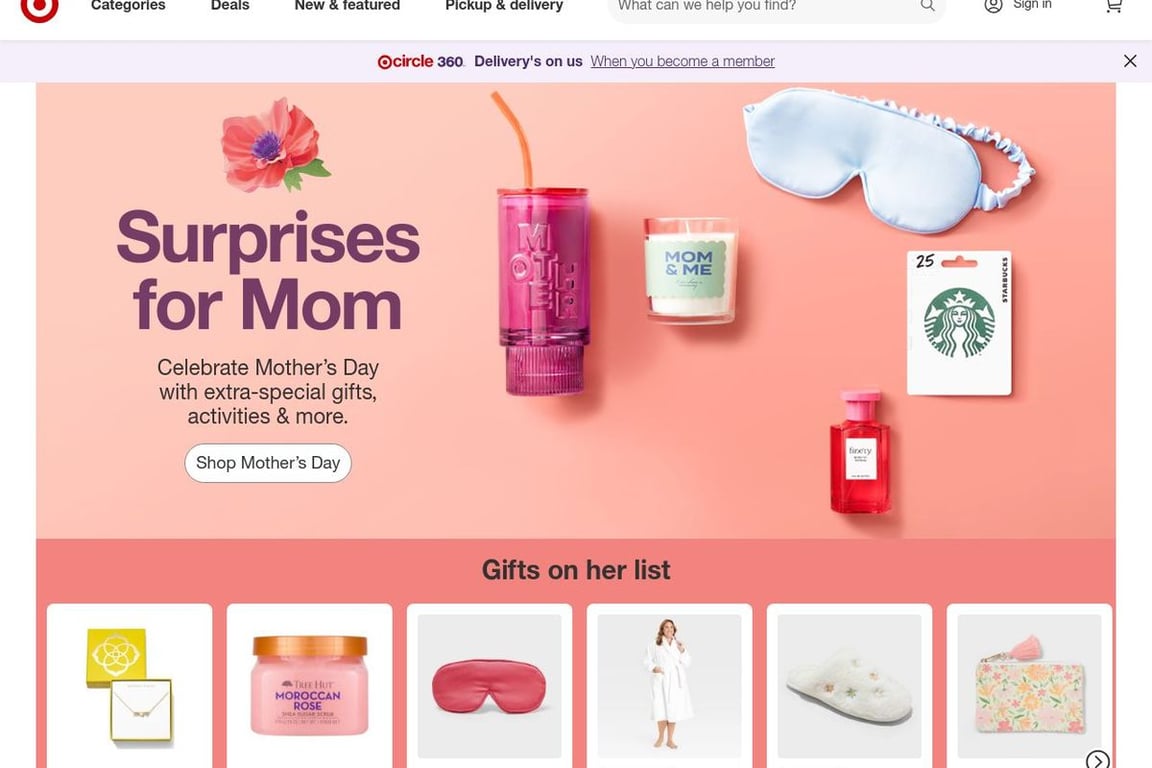 Target homepage