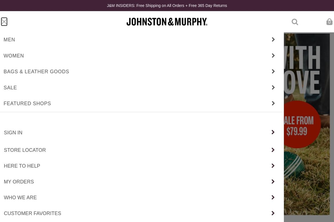 Johnston & Murphy homepage