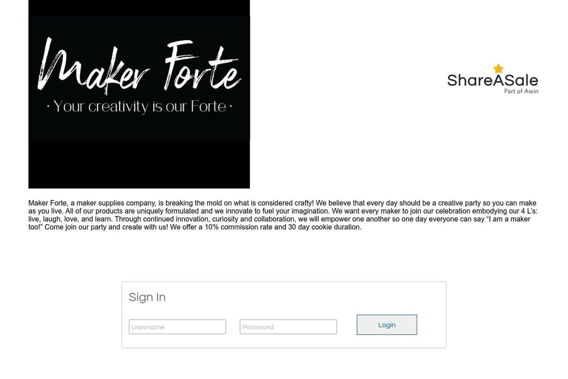 Maker Forte affiliate program signup page