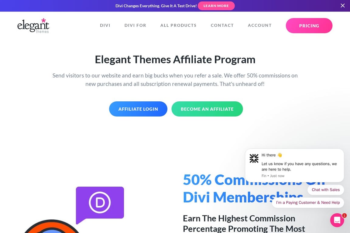 Elegant Themes affiliate program signup page