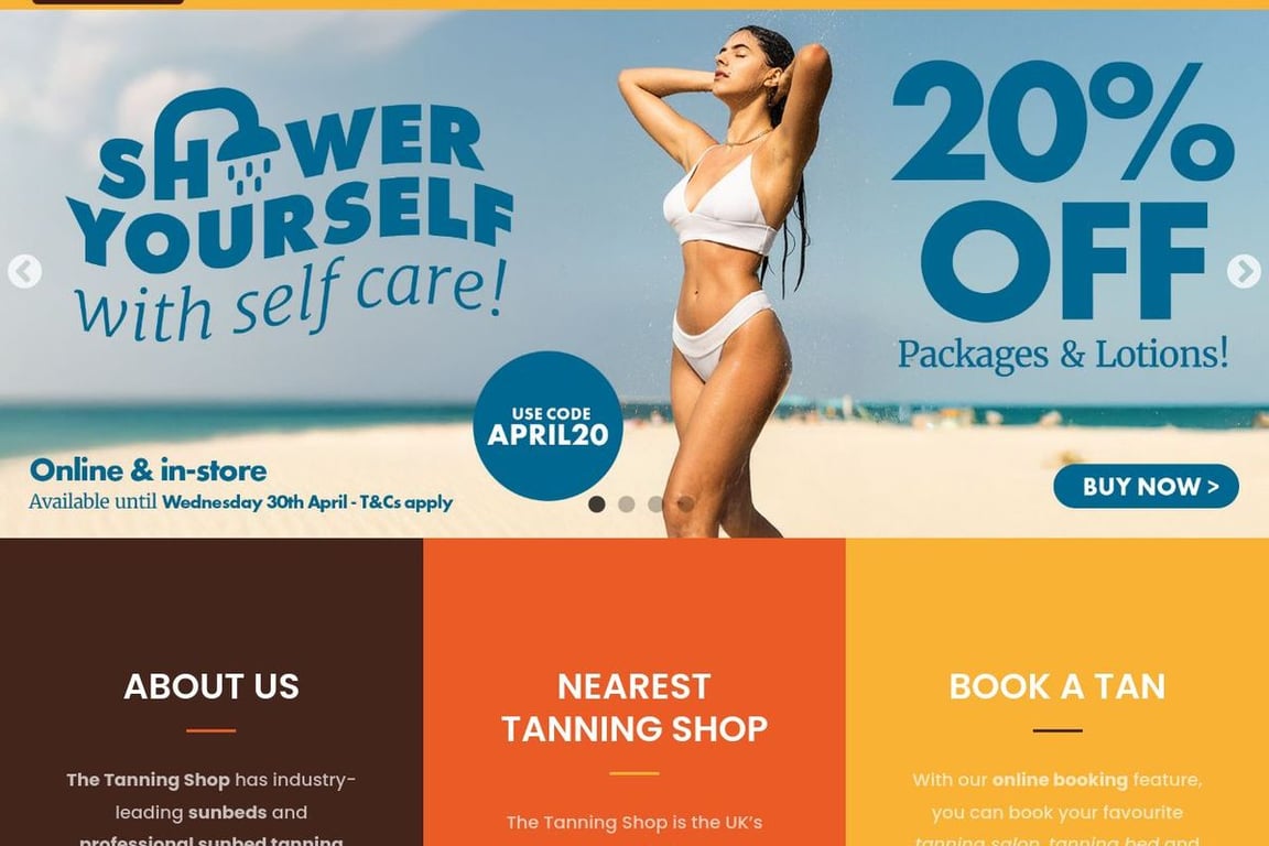 The Tanning Shop homepage