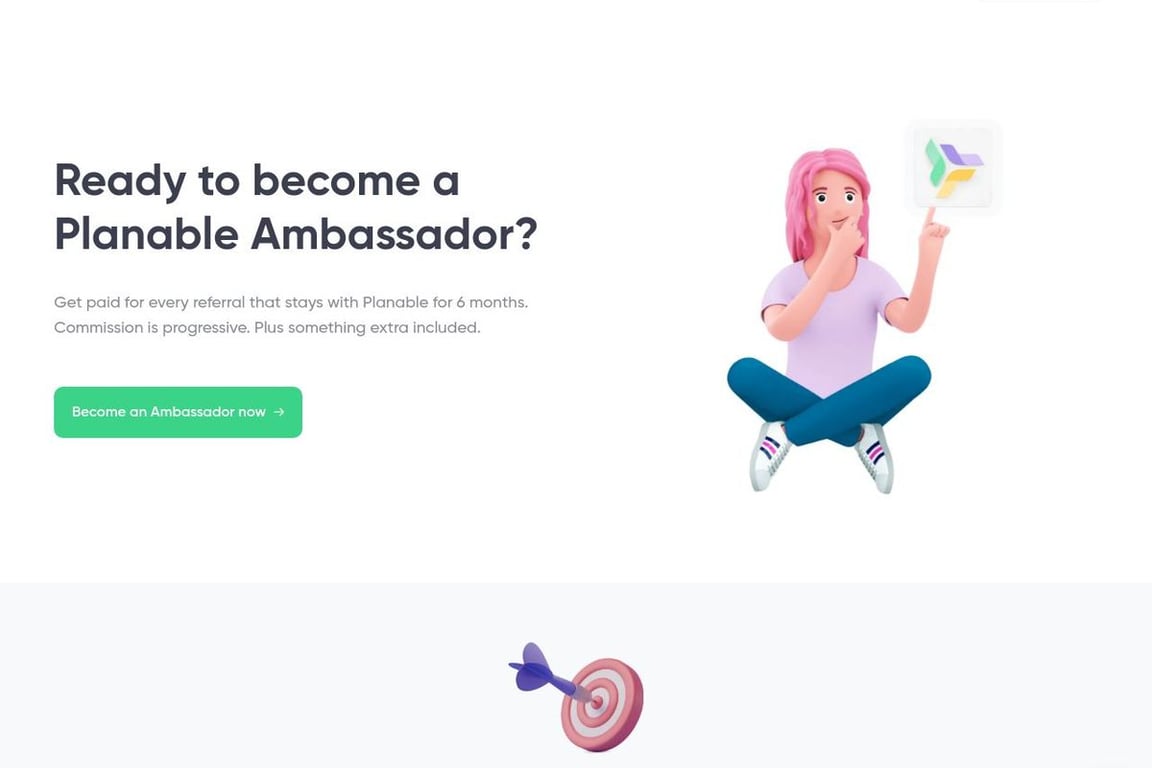 Planable affiliate program signup page