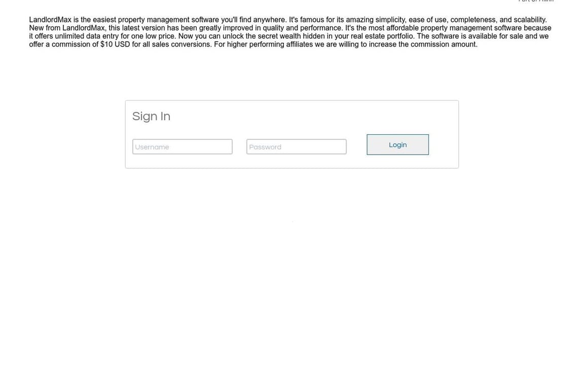LandlordMAX affiliate program signup page