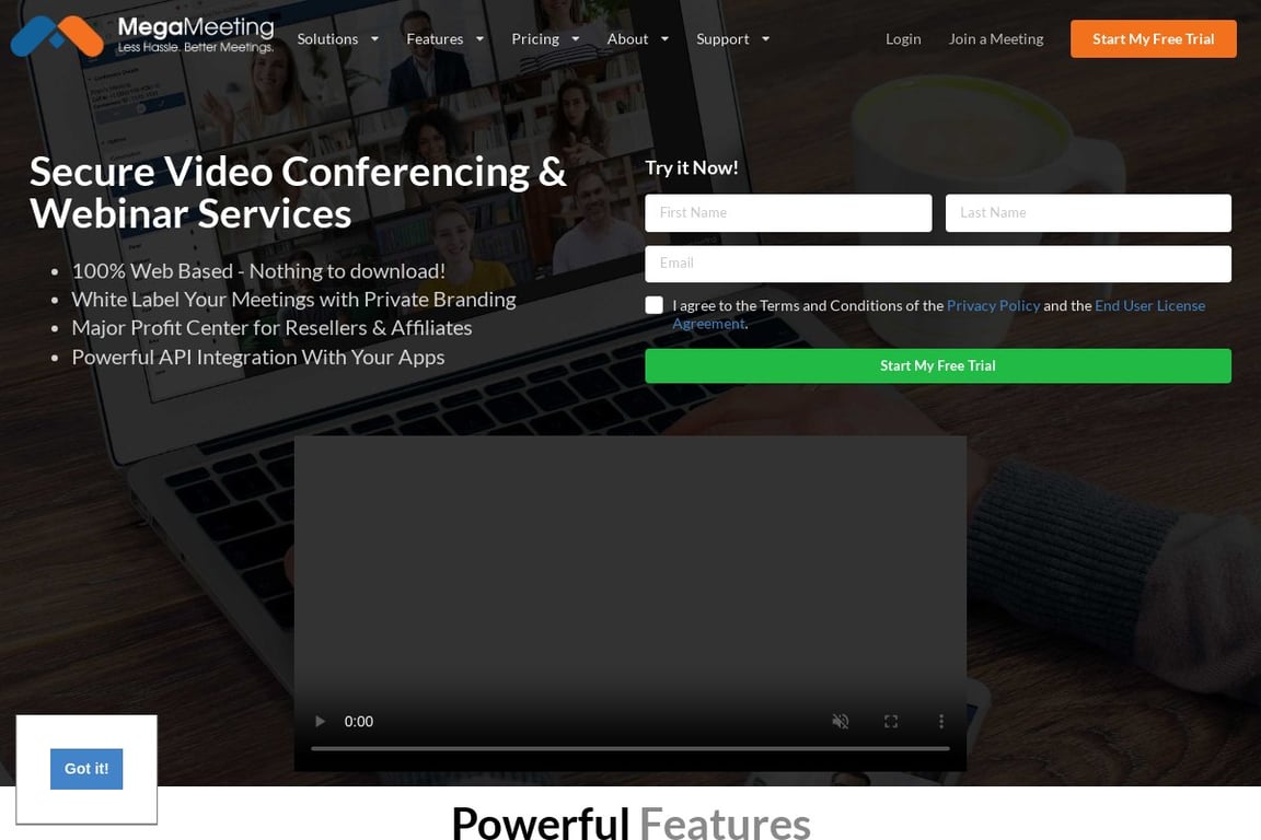 MegaMeeting.com homepage