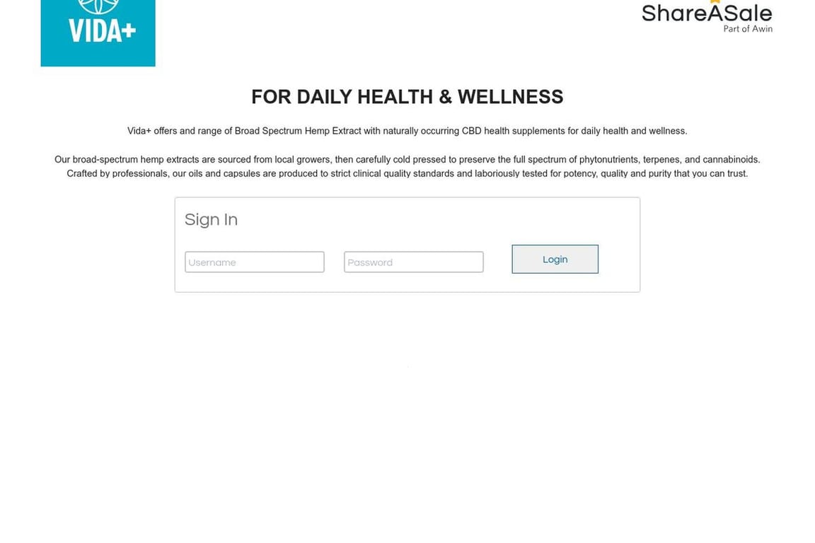 HempVida affiliate program signup page