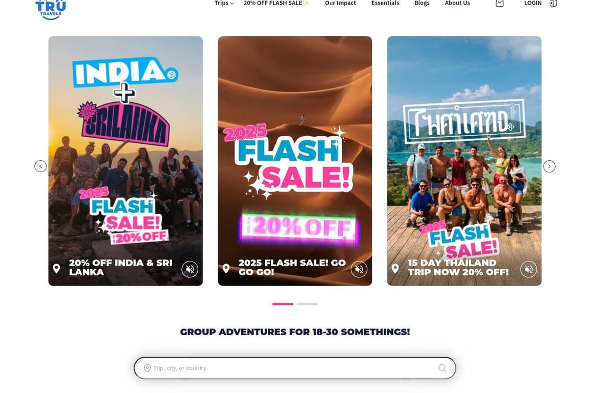 TruTravels homepage