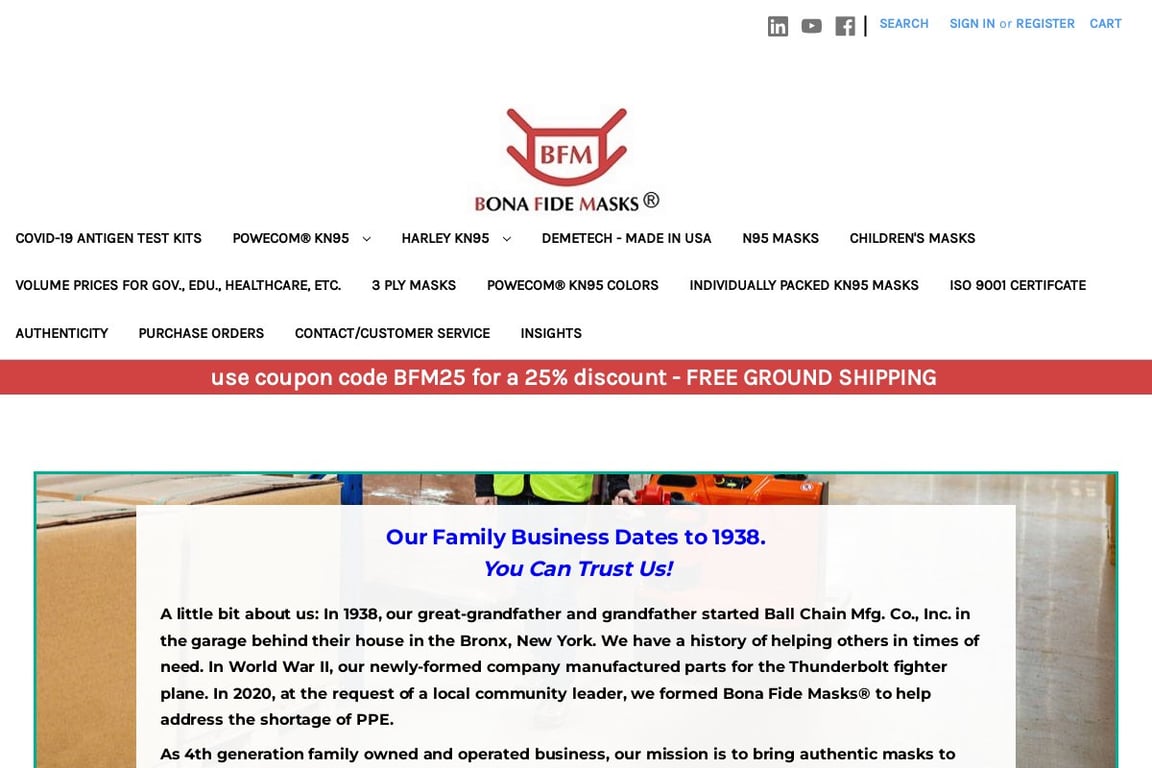 Bona Fide Masks homepage