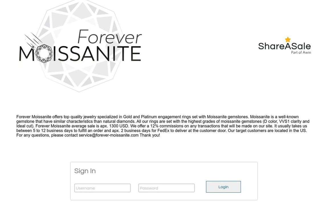 Forever Moissanite affiliate program signup page
