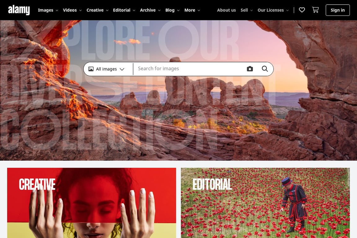 Alamy homepage