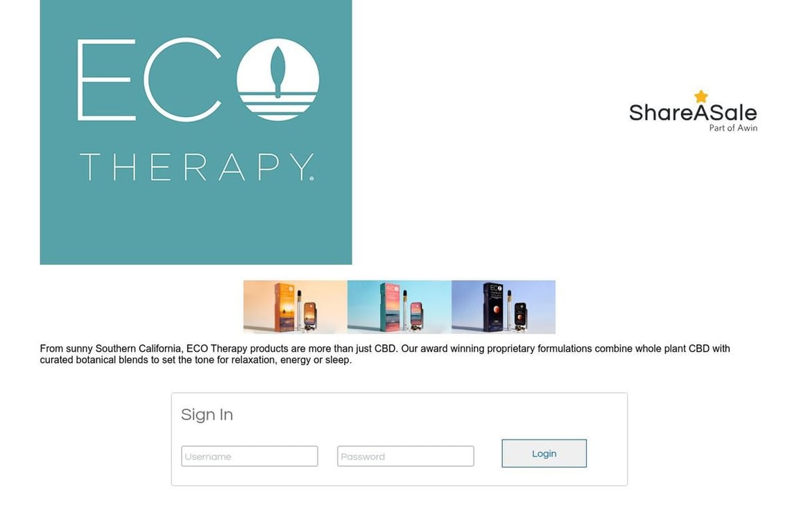 ECO Therapy affiliate program signup page