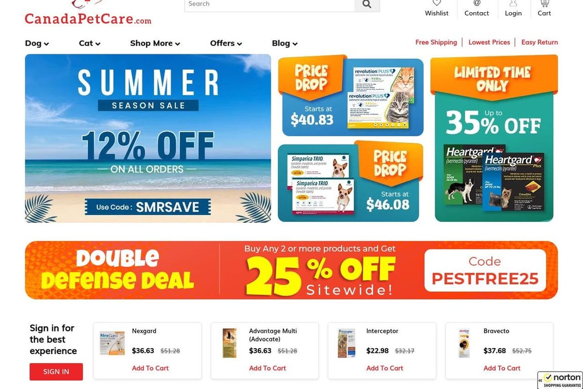 Canada Pet Care homepage
