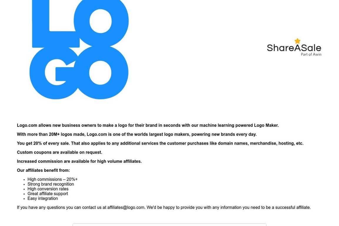 Logo.com affiliate program signup page