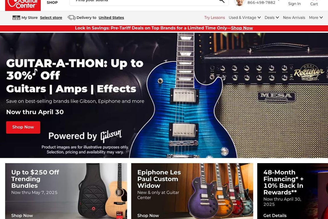 Guitar Center affiliate program signup page