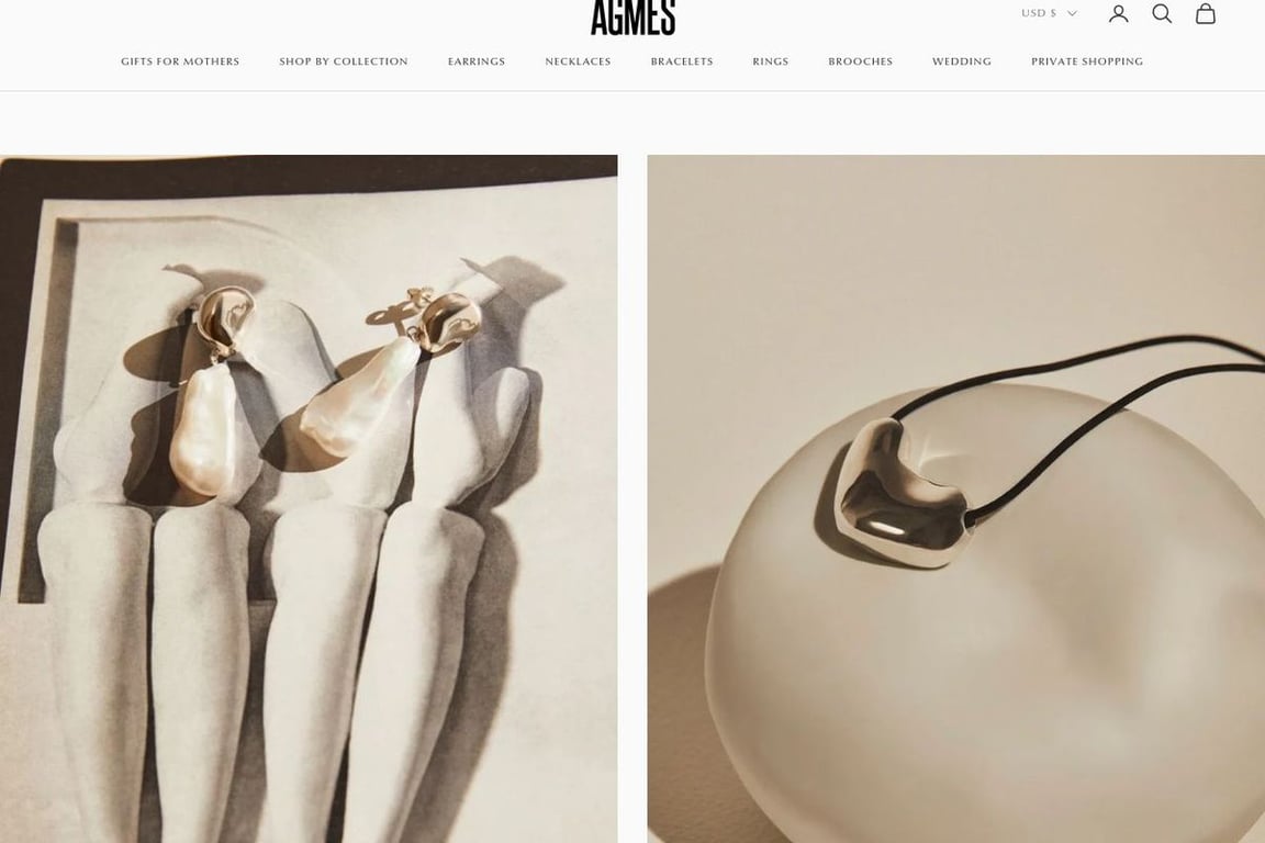 AGMES Jewelry homepage