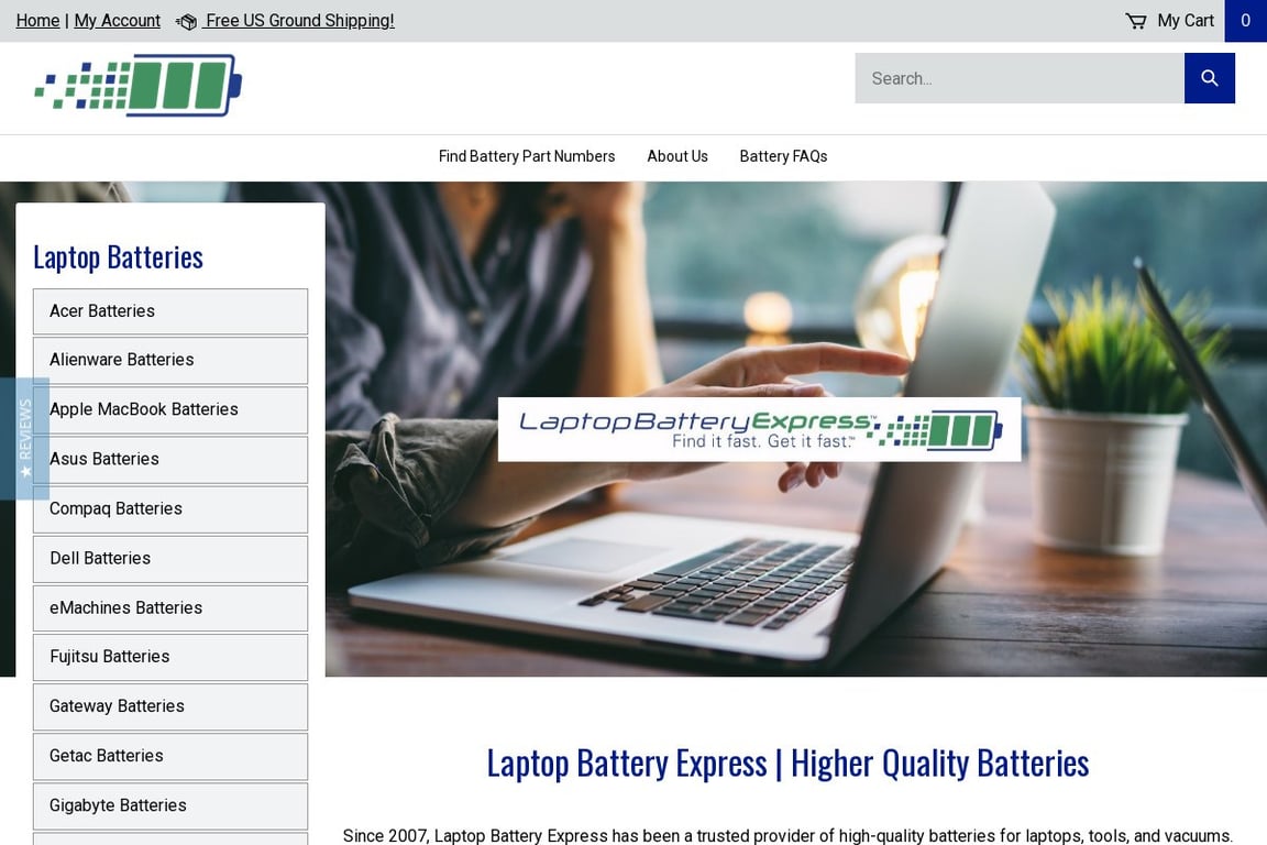Laptop Battery Express homepage