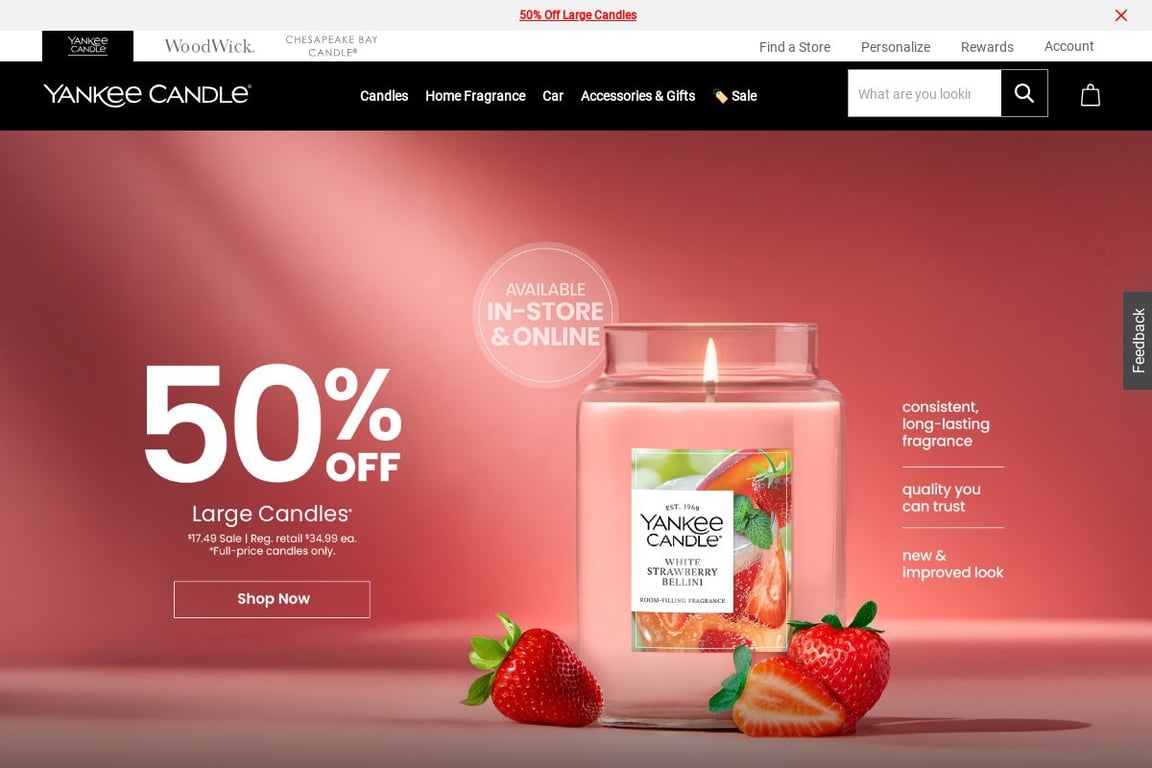 Yankee Candle homepage