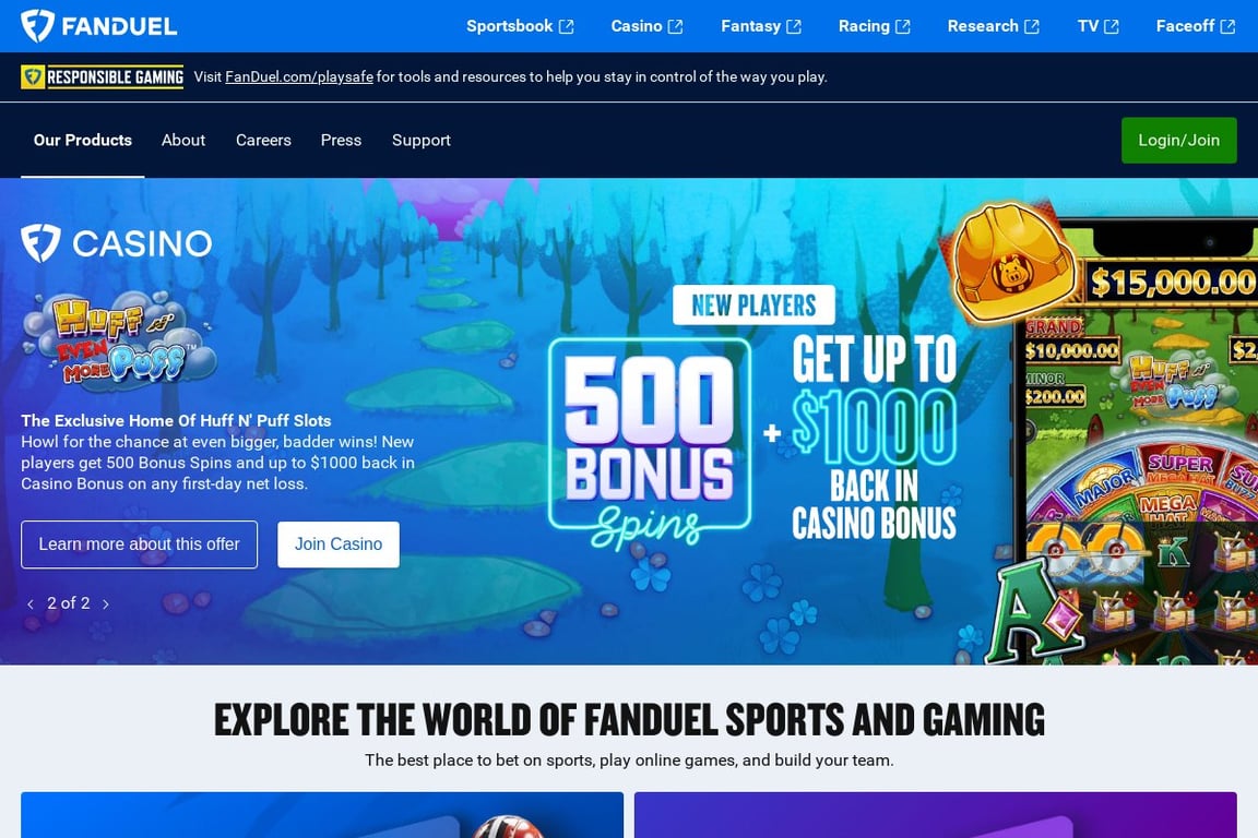 FanDuel homepage