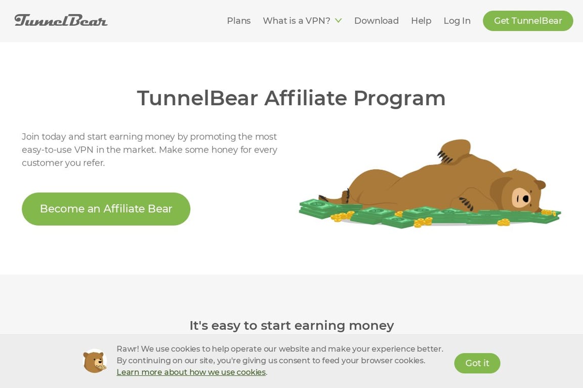 TunnelBear affiliate program signup page